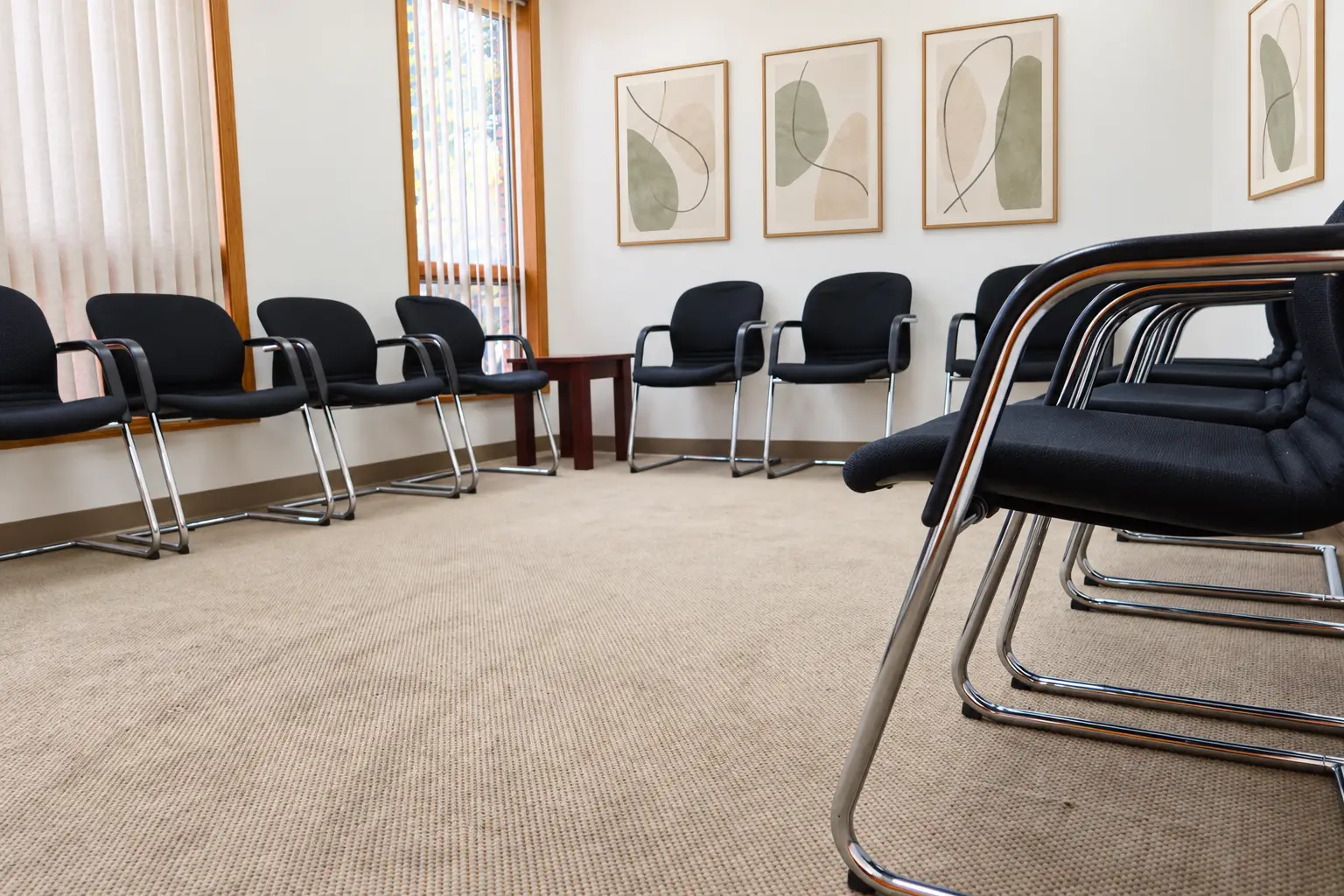 Abstract prints brighten a therapy room 2