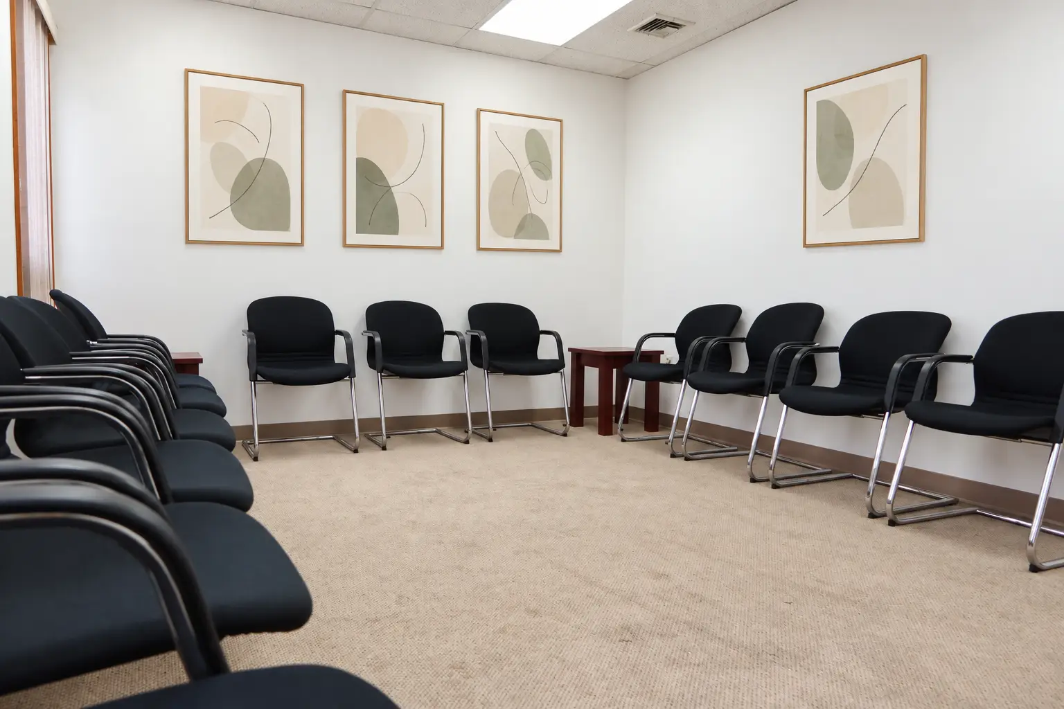 Calm Group Therapy Room with Abstract Art 4