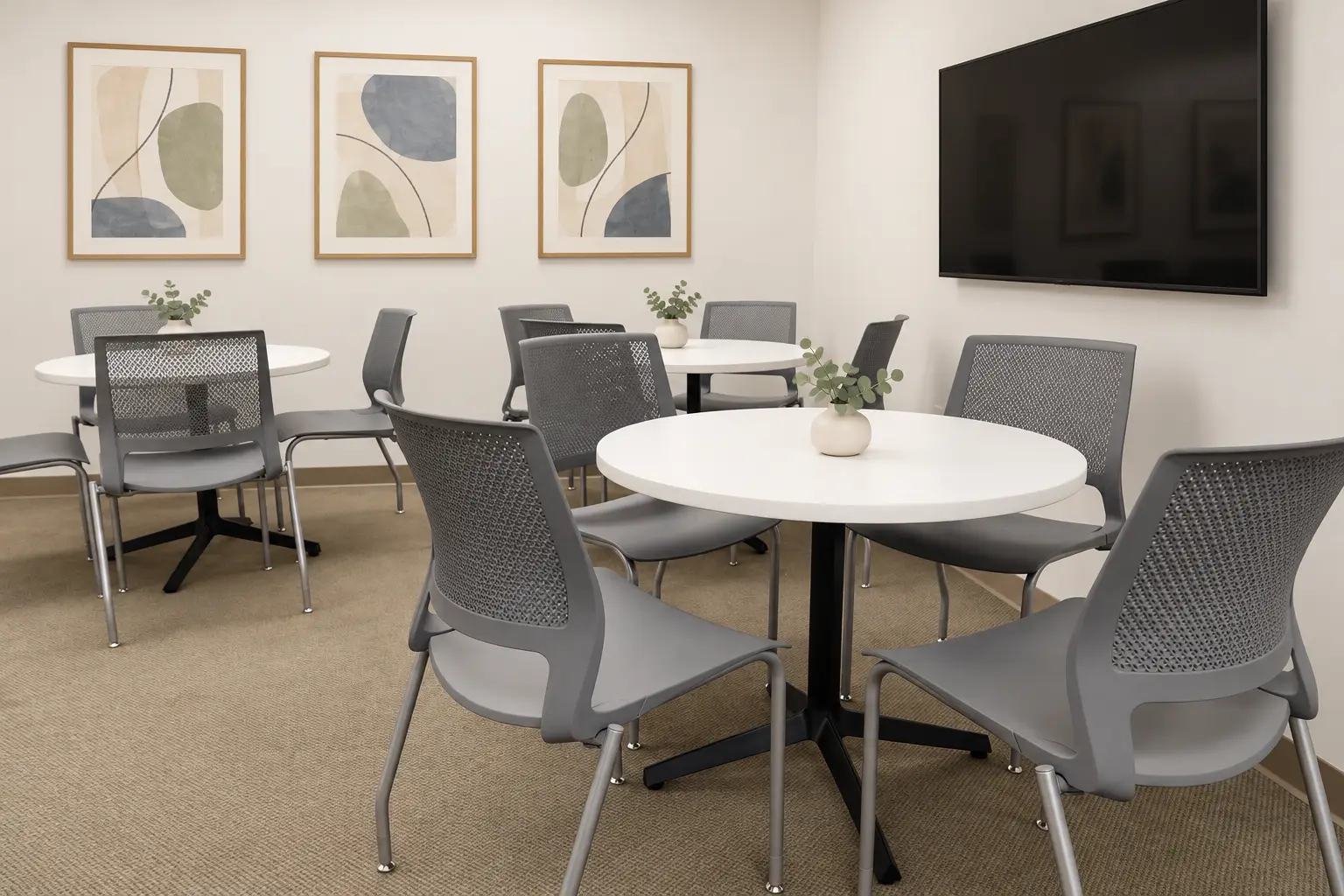 Polished Multipurpose Room with Art and TV 2